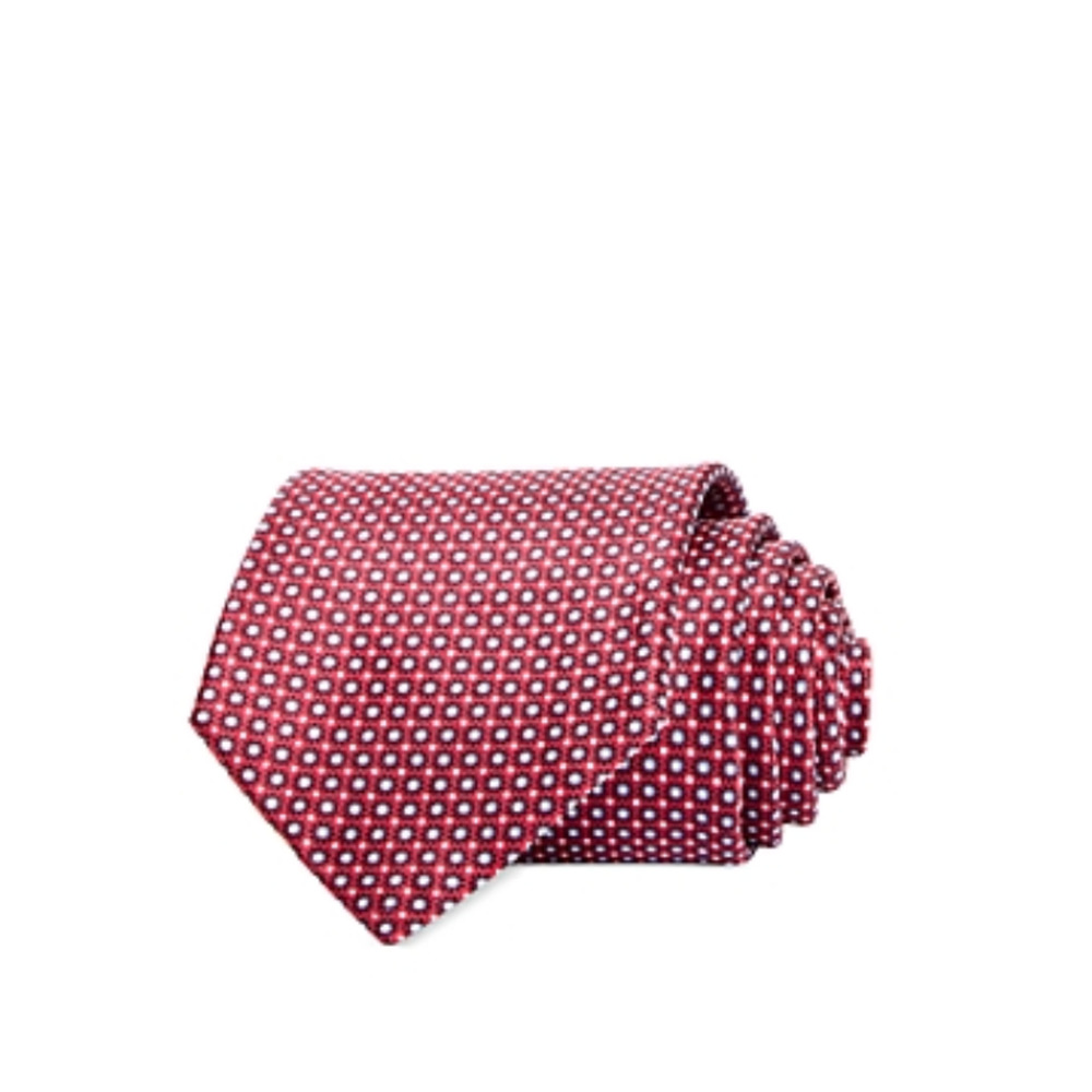 The Men's Store Floral Grid Silk Classic Tie Red One Size